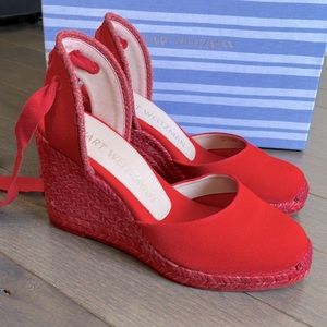 Red Stuart Weiztman Marguerita Espadrilles Size 6.5C WIDE SIZE